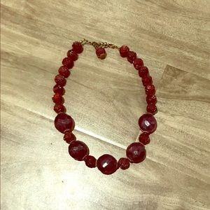 Dark Red Beaded Necklace